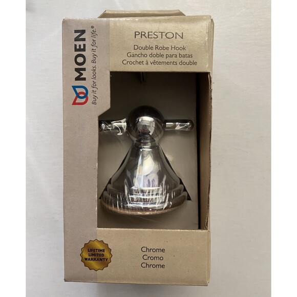 Moen Preston Double Robe Hook Chrome Die Cast Zinc NIB - Picture 2 of 6